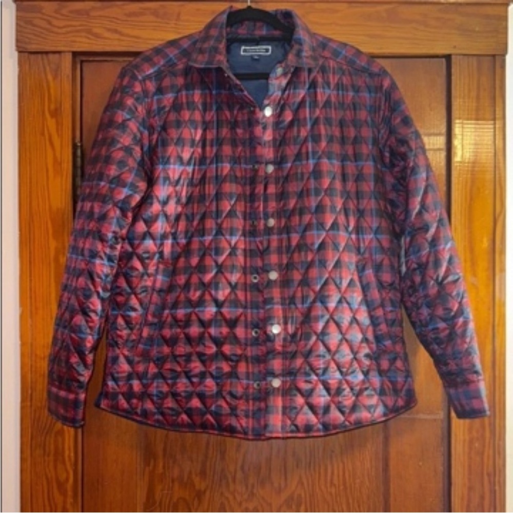 Club Room Red and Black Quilted Plaid Jacket